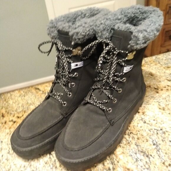 Sperry Juneau Lace Up Winter Boots Womens 10 Black Gray STS86817 - Picture 3 of 12